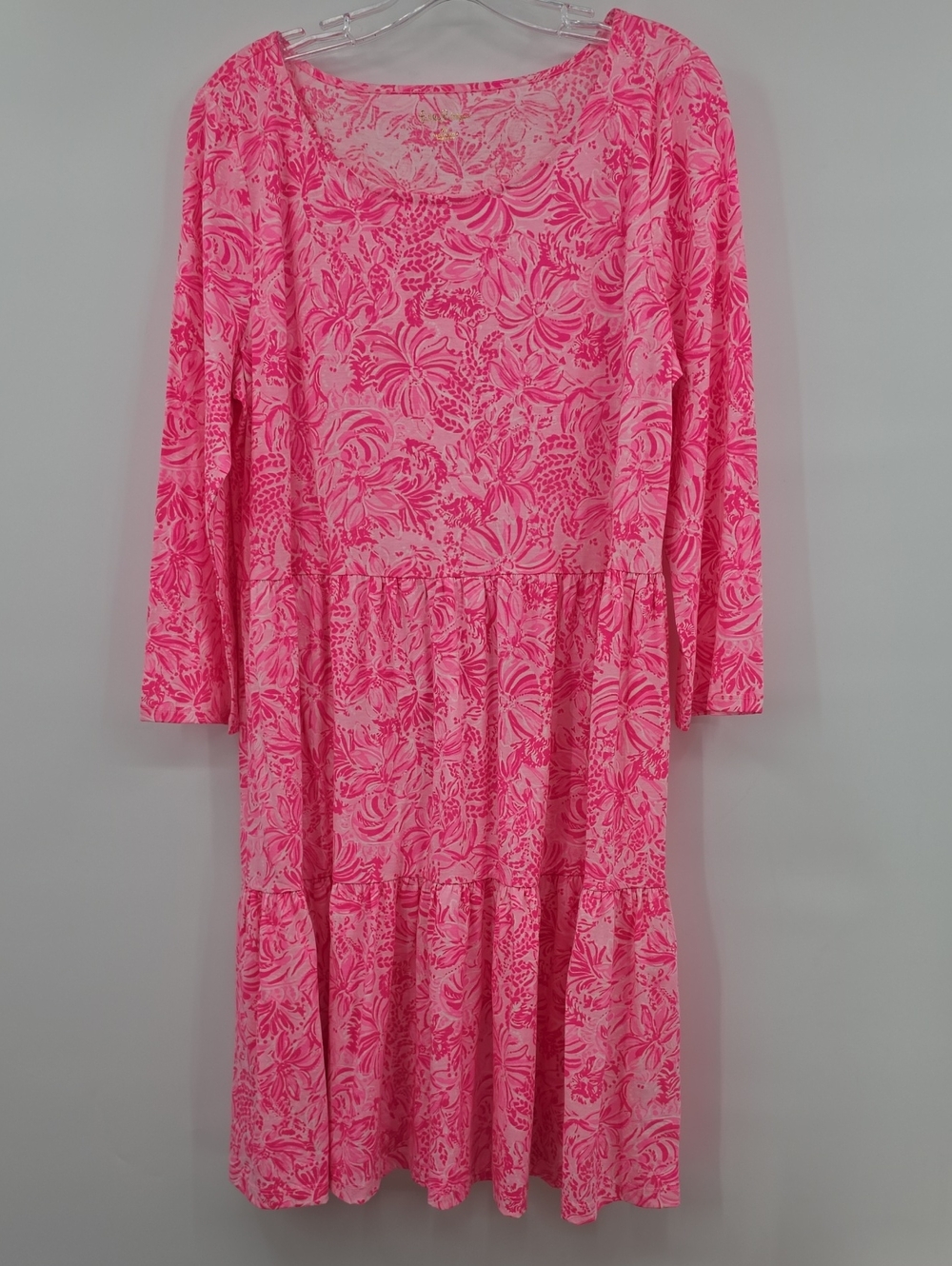 Lilly Pulitzer Geanna Swing Dress Blossom Foxy Llama 3/4 Sleeve Tiered Size XL